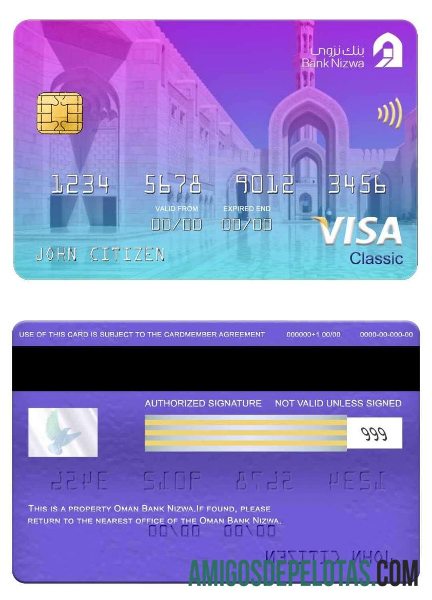 Oman Bank Nizwa Visa Classic Card download for verification